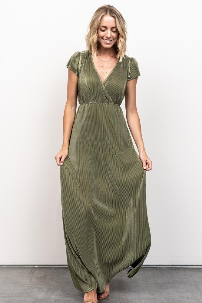 Athena Pleated Maxi Dress | Sage